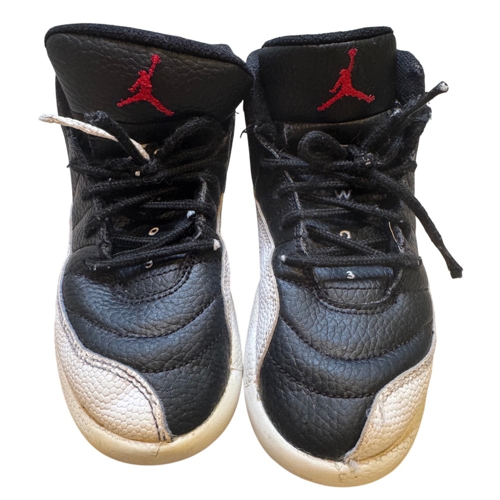Nike Air Jordan 12 Retro Playoffs Size 13C Black White Red Basketball Shoes